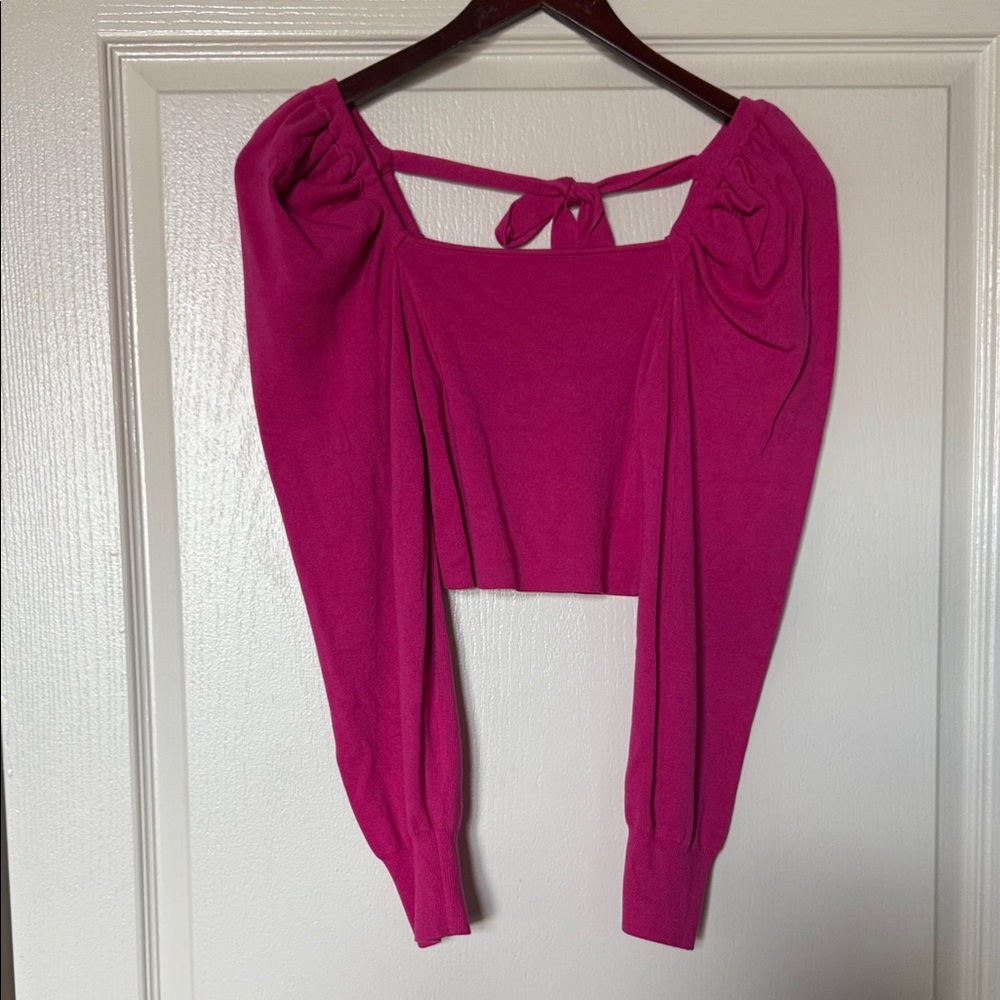 Mittoshop Fuchsia Long Sleeve Crop Top